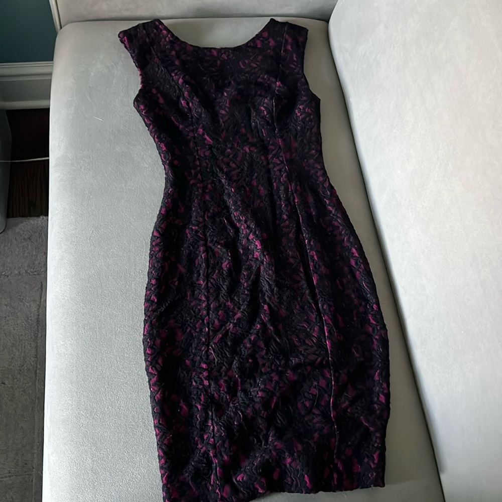 Jacquard black and purple tailored dress